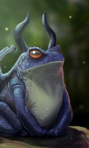 Preview wallpaper frog, dragon, horns, art