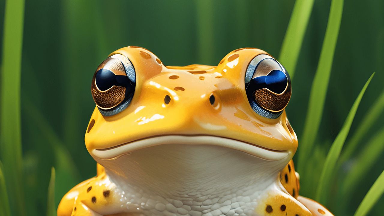 Wallpaper frog, eyes, stone, grass, art