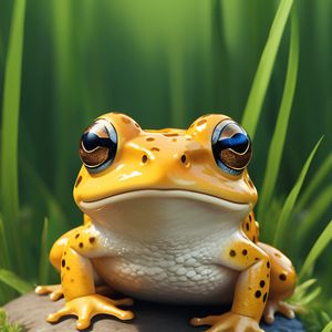 Preview wallpaper frog, eyes, stone, grass, art