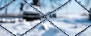 Preview wallpaper frost, mesh, fence, macro
