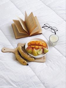 Preview wallpaper fruit, book, candle, aesthetics
