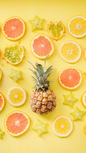 Preview wallpaper fruit, citrus, pineapple, yellow, lemon, orange