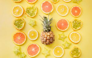 Preview wallpaper fruit, citrus, pineapple, yellow, lemon, orange