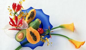 Preview wallpaper fruit, cutting, plate