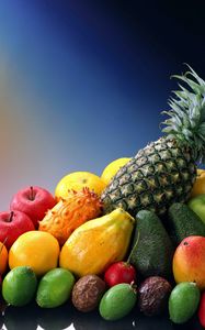Preview wallpaper fruit, exotic, pineapple, apple, avocado, kiwi