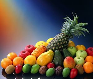Preview wallpaper fruit, exotic, pineapple, apple, avocado, kiwi