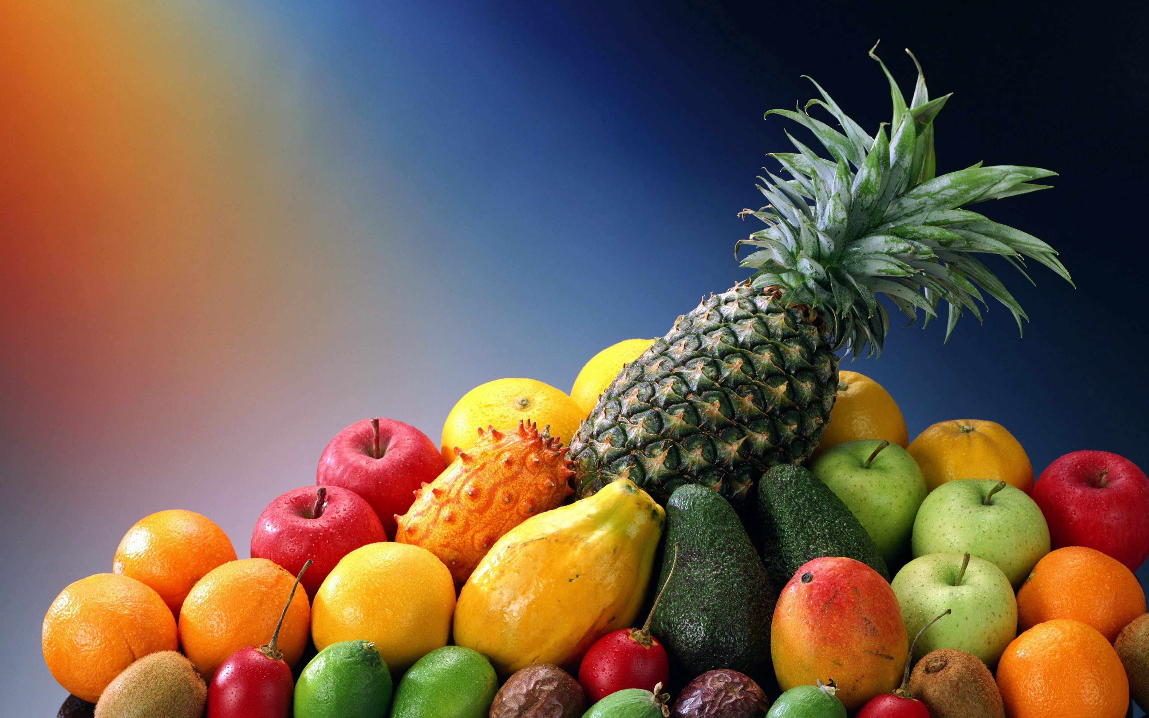 Download wallpaper 3840x2400 fruit, exotic, pineapple, apple, avocado, kiwi  4k ultra hd 16:10 hd background