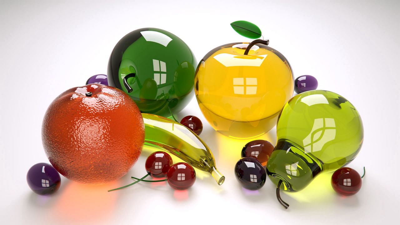 Wallpaper fruit, glass, colored, collection