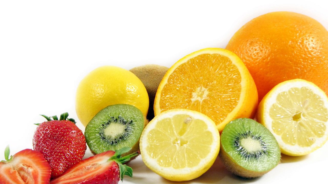 Wallpaper fruit, kiwi, lemon, orange, strawberry, advantage
