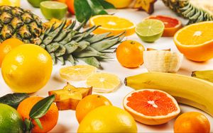 Preview wallpaper fruit, orange, banana, lemon, pineapple