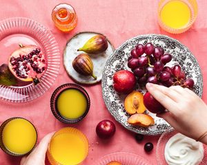 Preview wallpaper fruit, plates, dessert, hands, party