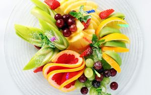 Preview wallpaper fruit, sliced, apples, pineapple, cherry, strawberry, lemon, grapefruit