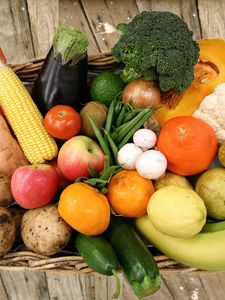 Preview wallpaper fruit, vegetables, basket