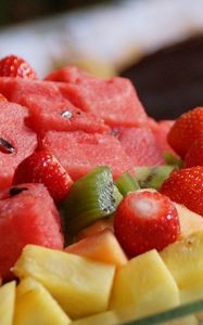Preview wallpaper fruit, watermelon, kiwi, strawberry, pineapple, salad