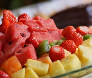 Preview wallpaper fruit, watermelon, kiwi, strawberry, pineapple, salad