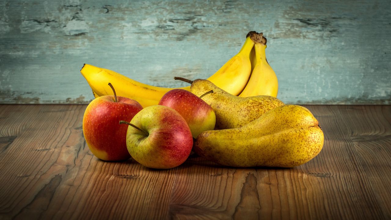 Wallpaper fruits, apples, bananas, pears