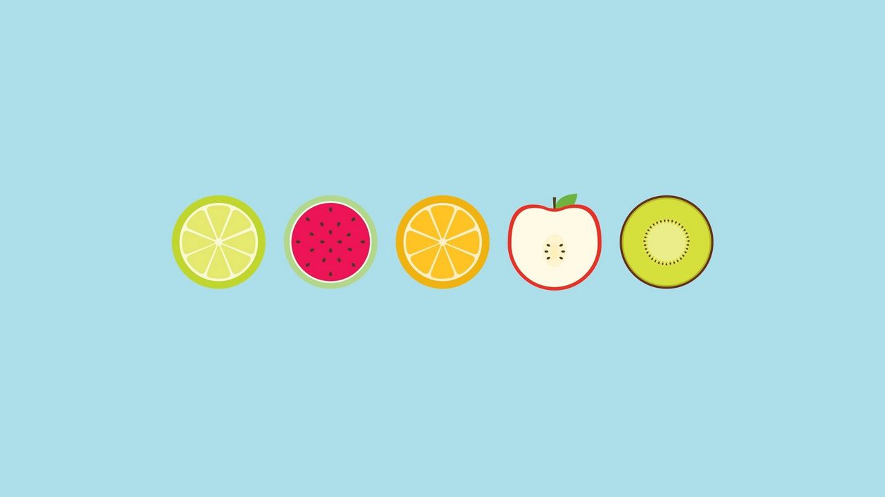 Wallpaper fruits, apples, pies, lemon, kiwi, watermelon, orange