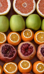 Preview wallpaper fruits, apples, pomegranates, oranges, grapefruits, ripe