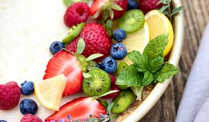 Preview wallpaper fruits, berries, breakfast, strawberries, blueberries