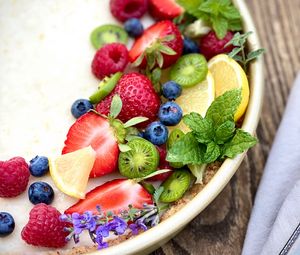 Preview wallpaper fruits, berries, breakfast, strawberries, blueberries
