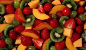 Preview wallpaper fruits, berries, strawberries, kiwi, grapes