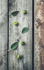 Preview wallpaper fruits, leaves, boards, tree, wooden