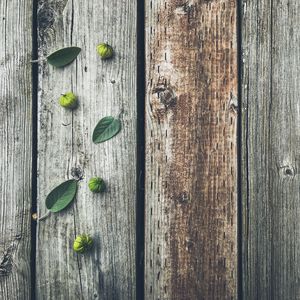 Preview wallpaper fruits, leaves, boards, tree, wooden