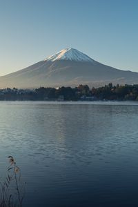Preview wallpaper fuji, mountain, peak, lake, landscape