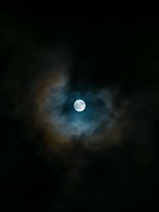 Preview wallpaper full moon, clouds, night, dark, overcast
