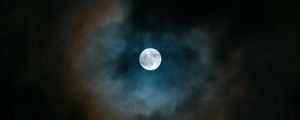 Preview wallpaper full moon, clouds, night, dark, overcast