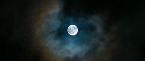 Preview wallpaper full moon, clouds, night, dark, overcast