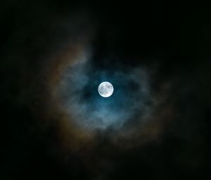 Preview wallpaper full moon, clouds, night, dark, overcast