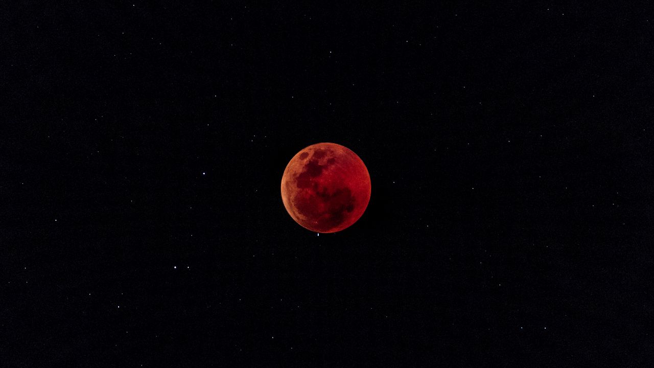 Wallpaper full moon, eclipse, red moon, fiery moon