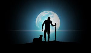 Preview wallpaper full moon, man, predator, moon, night, vector