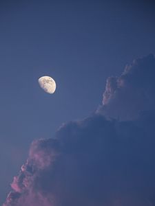 Preview wallpaper full moon, moon, clouds, sky