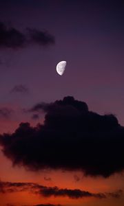 Preview wallpaper full moon, moon, clouds, sky, sunset