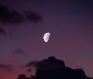 Preview wallpaper full moon, moon, clouds, sky, sunset