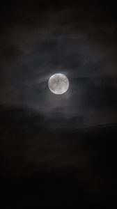 Preview wallpaper full moon, moon, clouds, night, bw