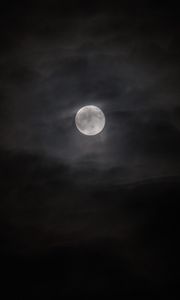 Preview wallpaper full moon, moon, clouds, night, bw