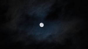 Preview wallpaper full moon, moon, clouds, night, darkness