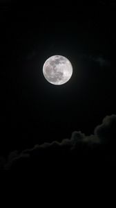 Preview wallpaper full moon, moon, clouds, night