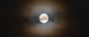 Preview wallpaper full moon, moon, night, clouds