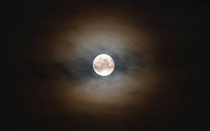 Preview wallpaper full moon, moon, night, clouds