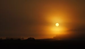 Preview wallpaper full moon, moon, night, fog, nature