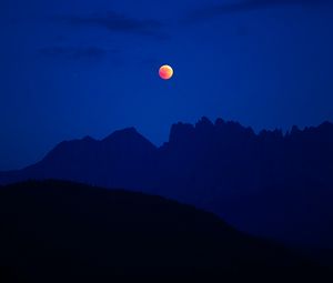 Preview wallpaper full moon, mountains, outlines, sky, karneid, italy