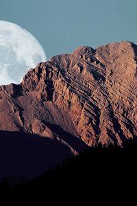 Preview wallpaper full moon, mountains, shadows, sky, disk