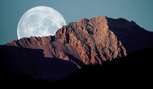 Preview wallpaper full moon, mountains, shadows, sky, disk