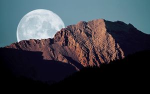 Preview wallpaper full moon, mountains, shadows, sky, disk
