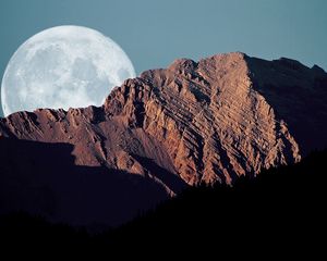 Preview wallpaper full moon, mountains, shadows, sky, disk