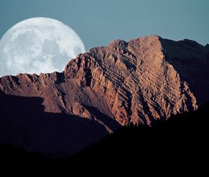 Preview wallpaper full moon, mountains, shadows, sky, disk